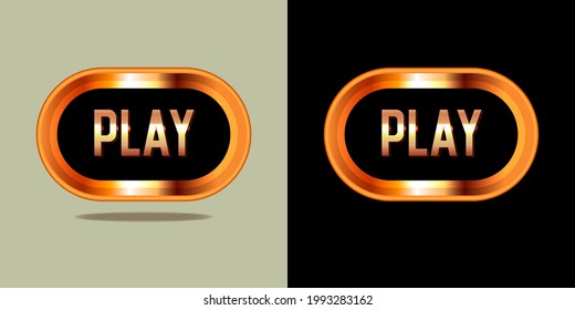 Play Gold button. VIP luxury button Play. Vector illustration.