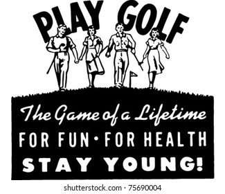 Play Golf 2 - Retro Ad Art Banner