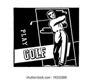 Play Golf - Retro Ad Art Banner