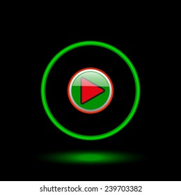 play   green circle on a black background, vector, EPS 10