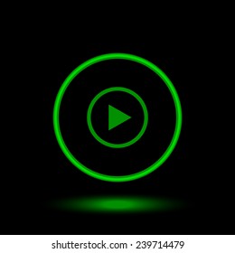 play   green circle on a black background, vector, EPS 10