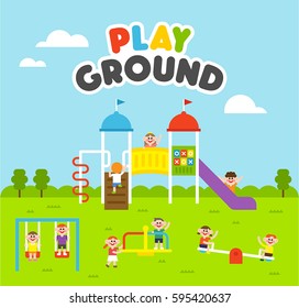 play ground for kids vector illustration flat design