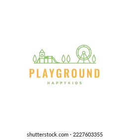 play ground yard park minimal colorful logo design