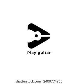 diseño de logotipo de guitarra de reproducción, ilustración vectorial