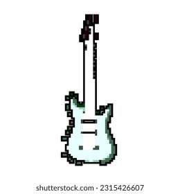 play guitar music game pixel art retro vector. bit neck concert, string rock play guitar music. old vintage illustration