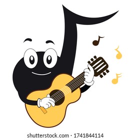 play guitar musical note cute cartoon character guitarist music musical instruments vector