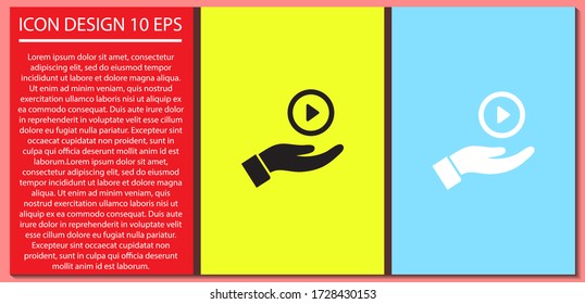 Play in the hand icon , lorem ipsum Flat design