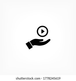Play in the hand icon , lorem ipsum Flat design
