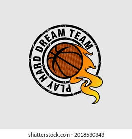 Spielen Sie hartes Traumteam, Logo, Symbol, Basketballsportgrafik, T-Shirt-Grafik, Vektorgrafiken 