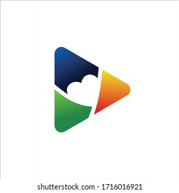 play heart icon logo formed film media colourfull vector design 