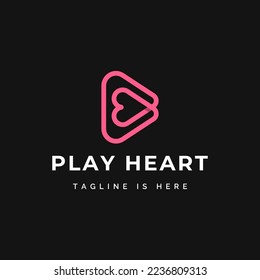 Play Heart Line Art Logo Icon Template Design Element