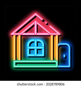 play house for children neon light sign vector. Glowing bright icon play house for children sign. transparent symbol illustration