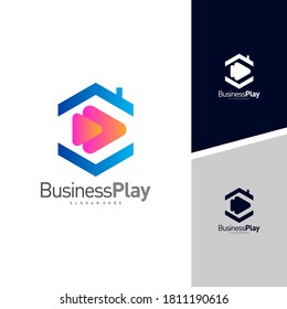 Plantilla vectorial de diseño del logotipo de Play House, conceptos del logotipo de Icon play