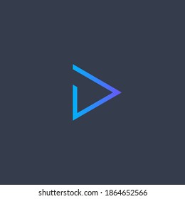 Spiel das Symbol. Abstrakter blauer Farbverlauf-Dreieck-Taste. Einfache flache abstrakte Logo-Vorlage. Modernes Emblem. Logotype Concept Design für Medien. Einzelne Vektorgrafik