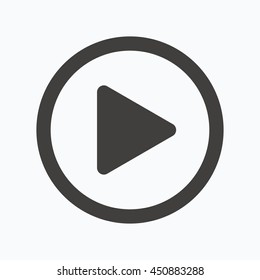 Play icon. Audio or Video player symbol. Gray flat web icon on white background. Vector