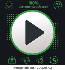Play icon. Background consisting of green and black colors. modern design