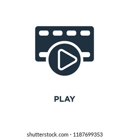 Play icon. Black filled vector illustration. Play symbol on white background. Can be used in web and mobile.