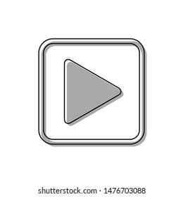 Play icon. Black line icon with gray shifted flat filled icon on white background. Illustration.