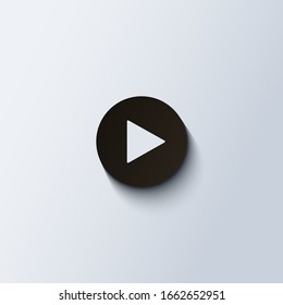 Play icon black round button for media isolated vector illustration