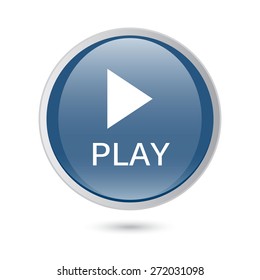 Play icon,. blue glossy web icon.