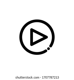 Icono de reproducción, signo de botón está en estilo de línea