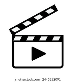 play icon, clapperboard opened, movie making equipment, vector illustration