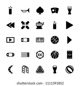 Play icon. collection of 25 play filled icons such as spades, slot machine, basketball, beach ball, golf putter, roundelay. editable play icons for web and mobile.