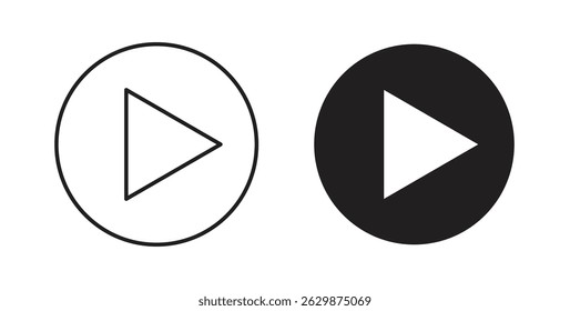Play icon collection for UI on white background