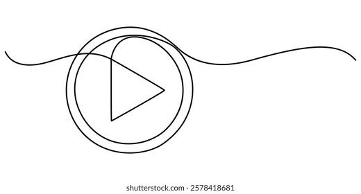 Play icon in continuous line drawing style. Line art of play button. Vector illustration. Abstract background, Continuous Line Drawing of Video Player Icon. Hand Drawn Symbol Vector Illustration, pro.