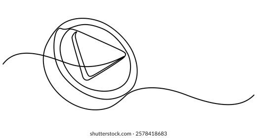 Play icon in continuous line drawing style. Line art of play button. Vector illustration. Abstract background, Continuous Line Drawing of Video Player Icon. Hand Drawn Symbol Vector Illustration, pro.