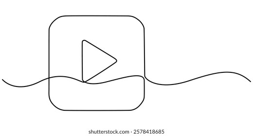 Play icon in continuous line drawing style. Line art of play button. Vector illustration. Abstract background, Continuous Line Drawing of Video Player Icon. Hand Drawn Symbol Vector Illustration, pro.