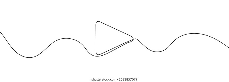 Play icon in continuous line drawing style. Line art of play button. Vector illustration. Abstract background 