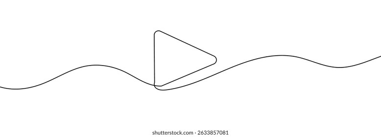Play icon in continuous line drawing style. Line art of play button. Vector illustration. Abstract background 