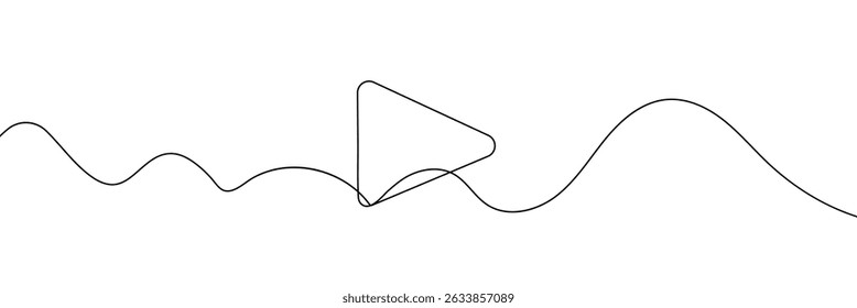 Play icon in continuous line drawing style. Line art of play button. Vector illustration. Abstract background 
