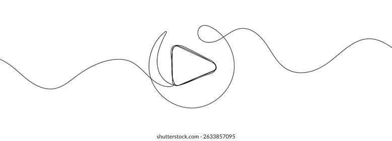 Play icon in continuous line drawing style. Line art of play button. Vector illustration. Abstract background 