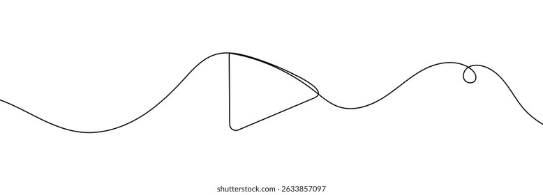 Play icon in continuous line drawing style. Line art of play button. Vector illustration. Abstract background 