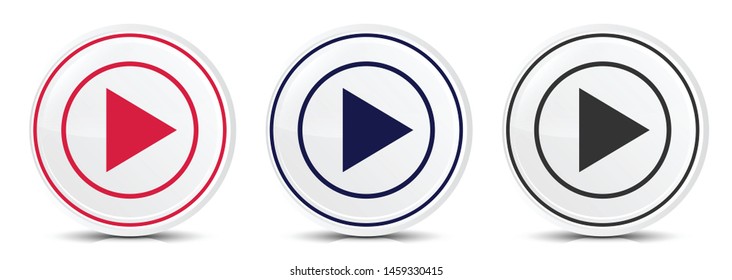 Play icon crystal flat round button set illustration design isolated on white background