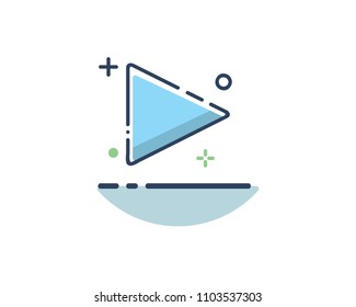 play icon design illustration,line filled style design, designed for web and app