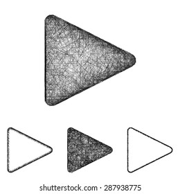 Play icon design set - sketch line art