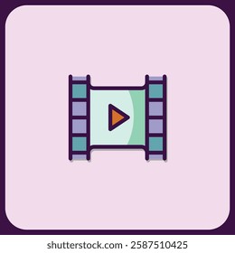 Play Icon Film Reel: Media Player Graphic