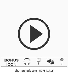Play icon flat. Black pictogram on white background. Vector illustration symbol and bonus button
