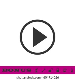 Play icon flat. Black pictogram on white background. Vector illustration symbol and bonus button