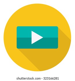 Play icon, flat design with long shadow