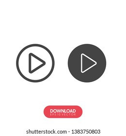 play Icon, flat design style - Vector