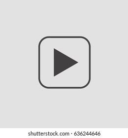 Play icon. Flat design. Vector illustration. White grey.