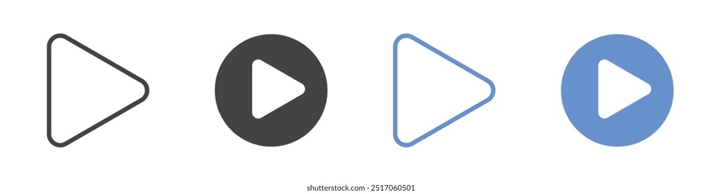 Conjunto de símbolos de línea plana de icono de reproducción.