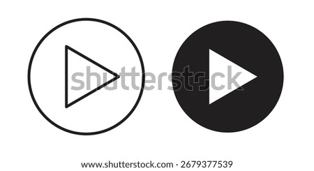 Play icon flat and stroke style pack on white background. Vector illustrations