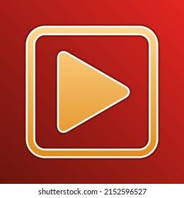 Icono de reproducción. Icono de gradiente dorado con contornos sobre fondo recto. Ilustración.