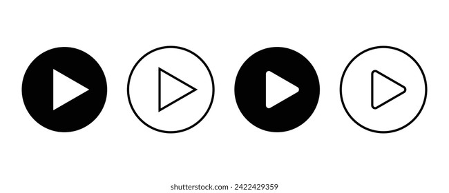 Play Icon for Graphic Design Projects, Video Play Button Symbol Set, Start Audio- oder Video Action Media Symbol für Apps und Websites