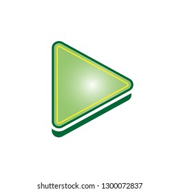 Play Icon. Green Triangle Vector Illustration Sign & Symbol. Start Trendy Symbol for Multimedia Website Design Web Button or Mobile App.